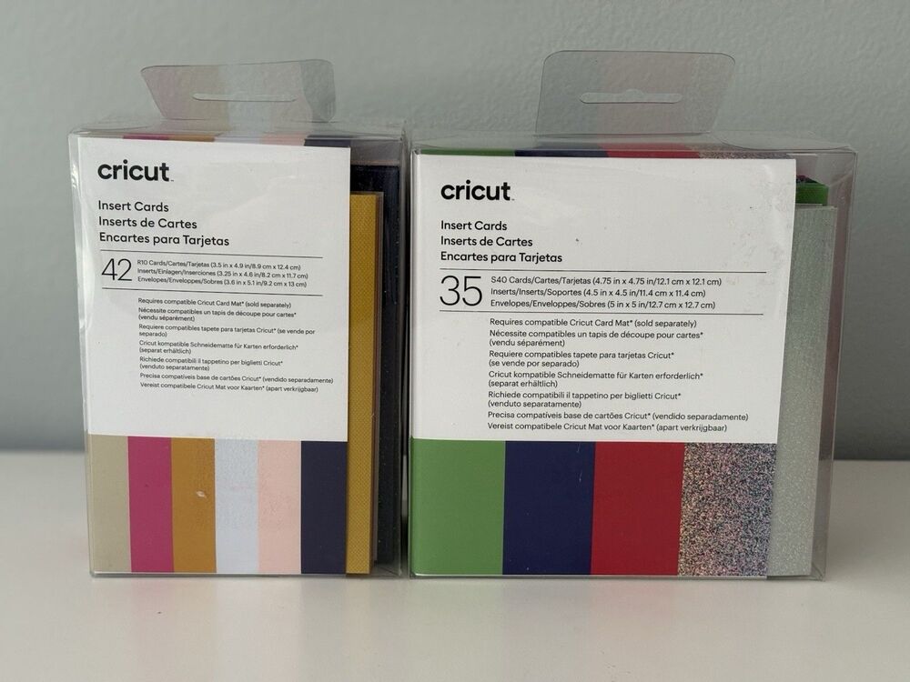 Lot of 2 Cricut Joy Insert Cards 42 R10 3.5 x 4.9 and 35 S40 4.75 x 4.75 New!